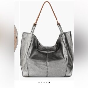 The Sak Los Feliz large tote leather bag dark silver